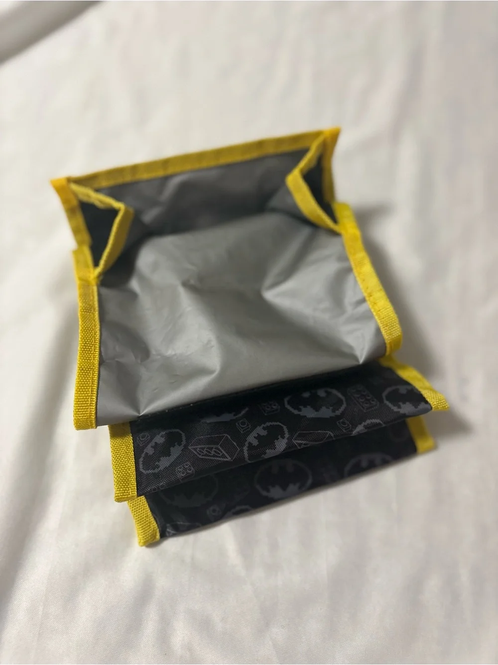 Lego Black and Yellow Batman-Patterned Kids Lunch Bag